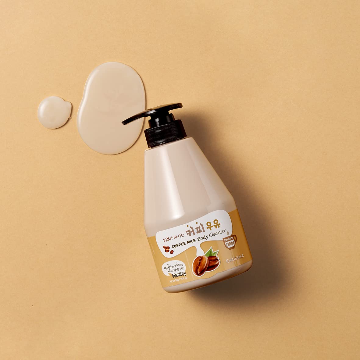 Kwailnara Coffee Milk Body Wash front bottle shows clean, cruelty-free packaging