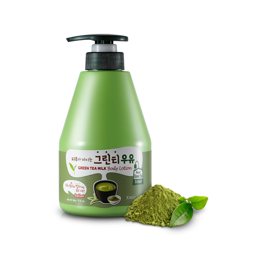 Kwailnara WELCOS Green Tea Milk Lotion bottle shows a lightweight, non greasy finish for daily use