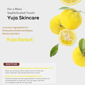 Kwailnara Yuja Milk Body Wash creamy lather shown during shower