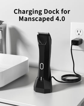 KWRNVO Manscaped 4.0 charging dock side view showing slim, portable design.