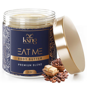 KXNG Cosmetics body butter jar demonstrates rich hydration for all skin types.