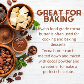 Kyabo Cocoa Butter ethically sourced from sustainable cacao farms.