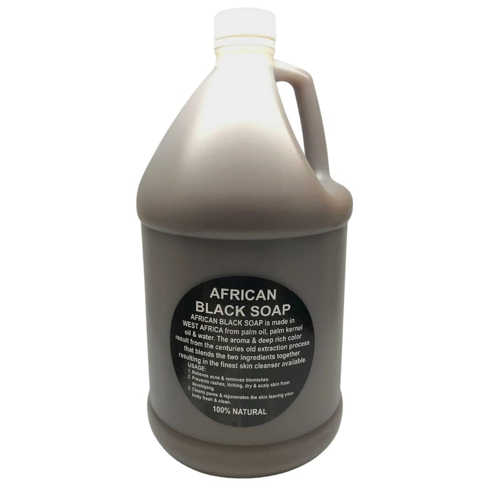 Kyabo Liquid African Black Soap 1-gallon bottle for deep cleansing skin and hair
