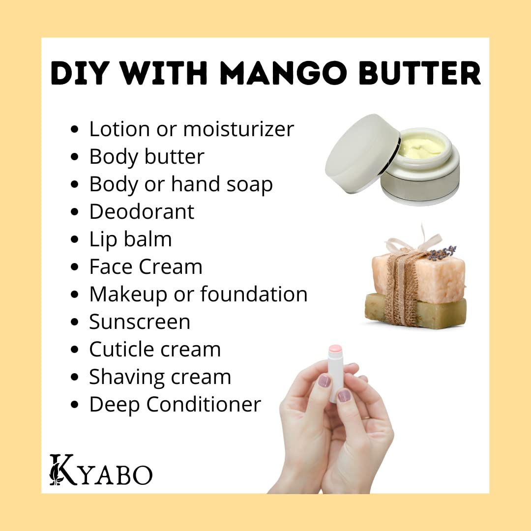Kyabo Mango Butter for hair nourishment suggests smoother, healthier-looking strands.