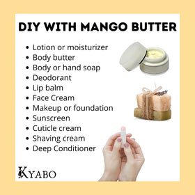 Kyabo Mango Butter for hair nourishment suggests smoother, healthier-looking strands.