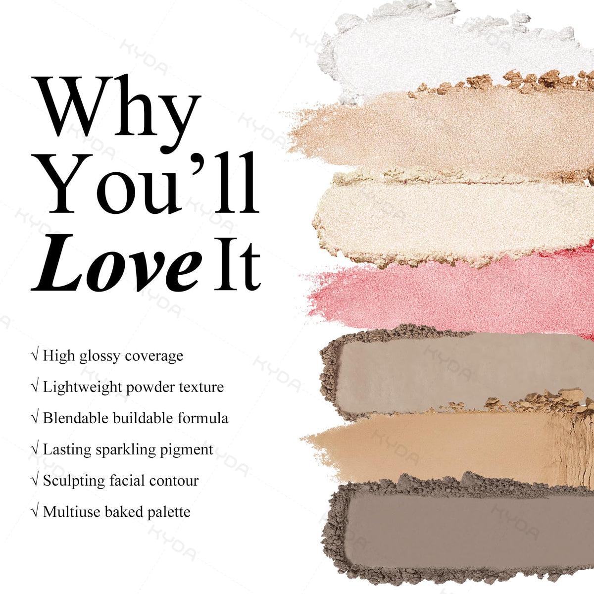KYDA baked contour palette natural matte taupe sculpts with soft definition