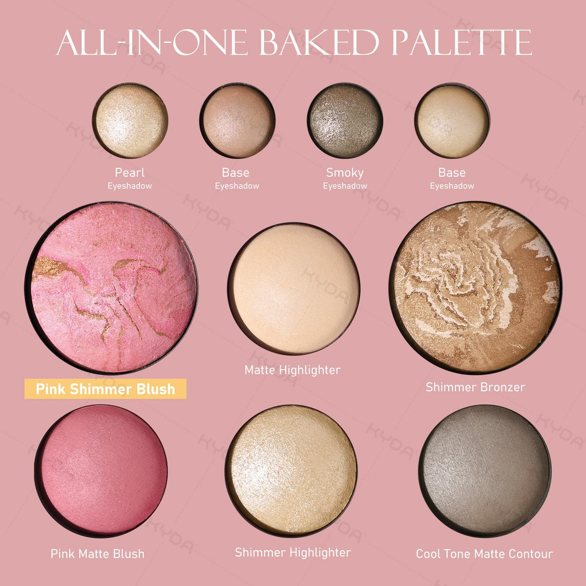 KYDA Best Of The Baked Palette dual bronzer options for dimensional contouring
