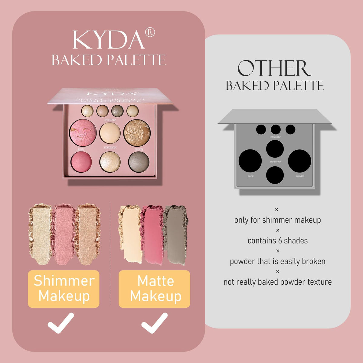 KYDA Best Of The Baked Palette open layout showing 10-color range for buildable looks