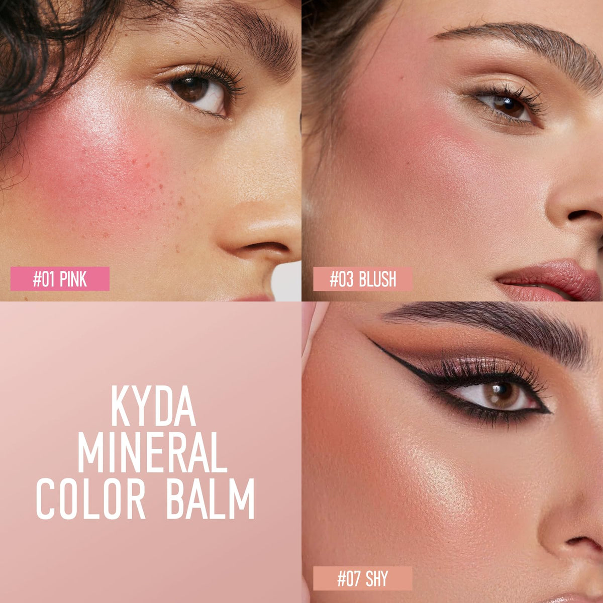 Color 01 swatch on skin delivering vibrant pink blush shimmer