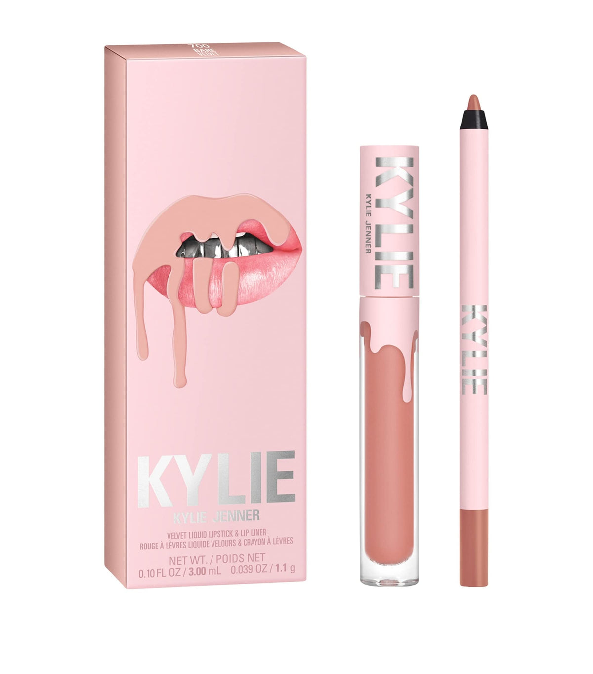 KYLIE Lip Kit Bare liquid lipstick and lip liner for long-lasting matte color