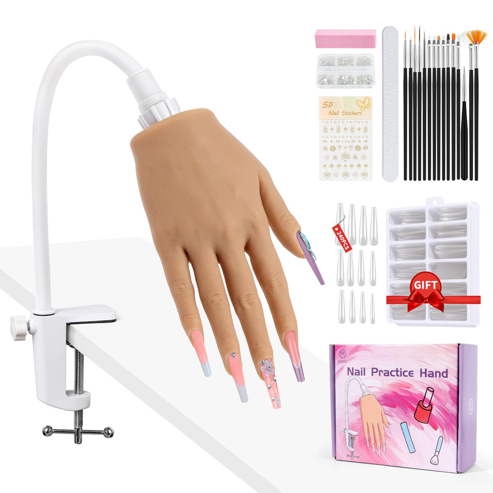 KZAOPZ Beginners Practice Hand with silicone texture for lifelike nail training.