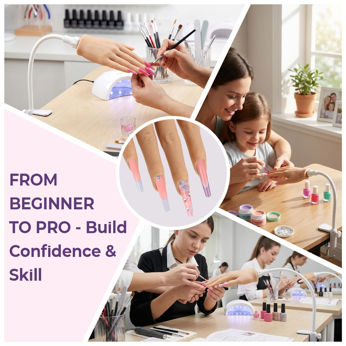 KZAOPZ Nail brushes and file in one comprehensive practice kit.