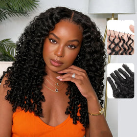 KZZIZ Burmese Curly Feather crochet bundle in 16 inch blends naturally with hair