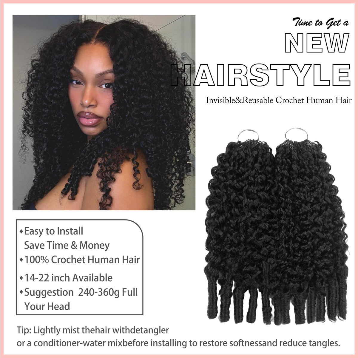 Pre-separated crochet hair strands from KZZIZ for quick installs