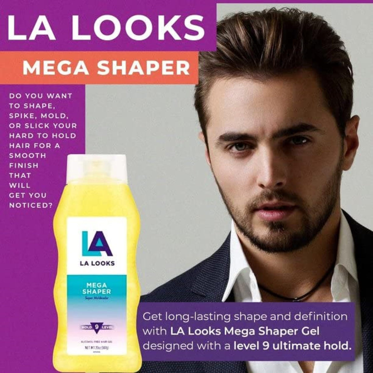 L.A. Looks Gel #9 Mega Mega Hold glossy finish boosts defined looks