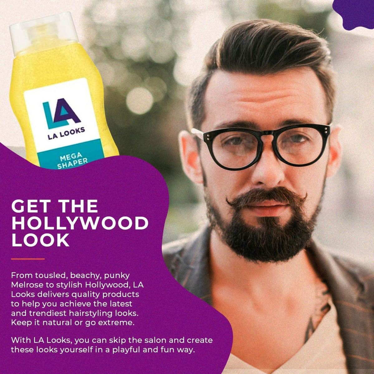 L.A. Looks Gel #9 Mega Mega Hold in hand ready for styling