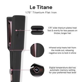 L'ANGE HAIR Le Titane curved edges enable versatile straightening, curling, and waves