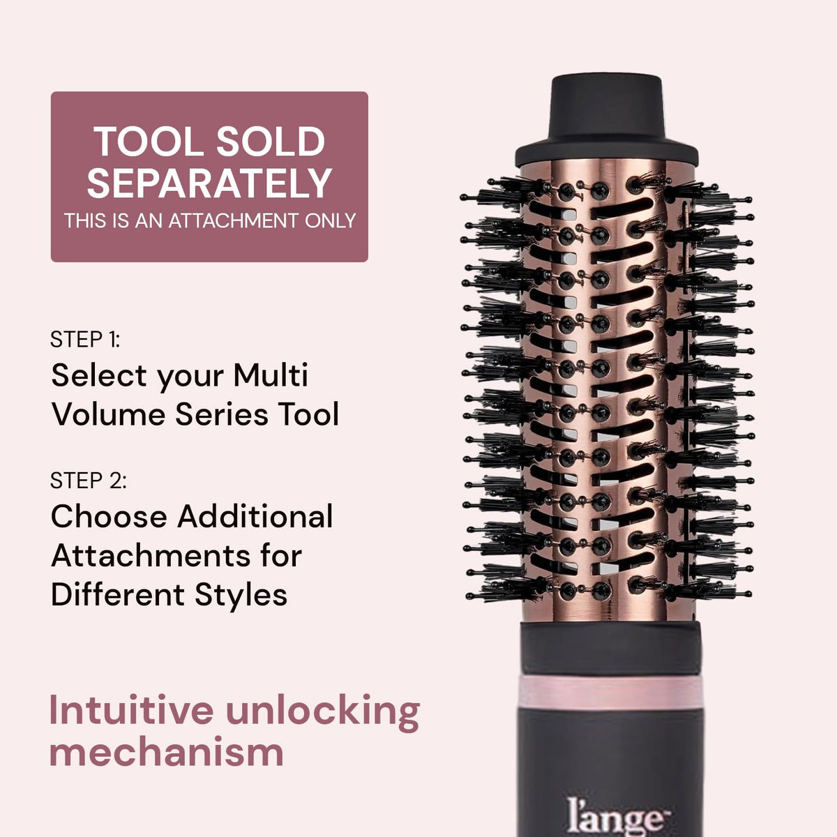 L'ANGE HAIR 60mm oval barrel attachment for balanced volume and even heat distribution.