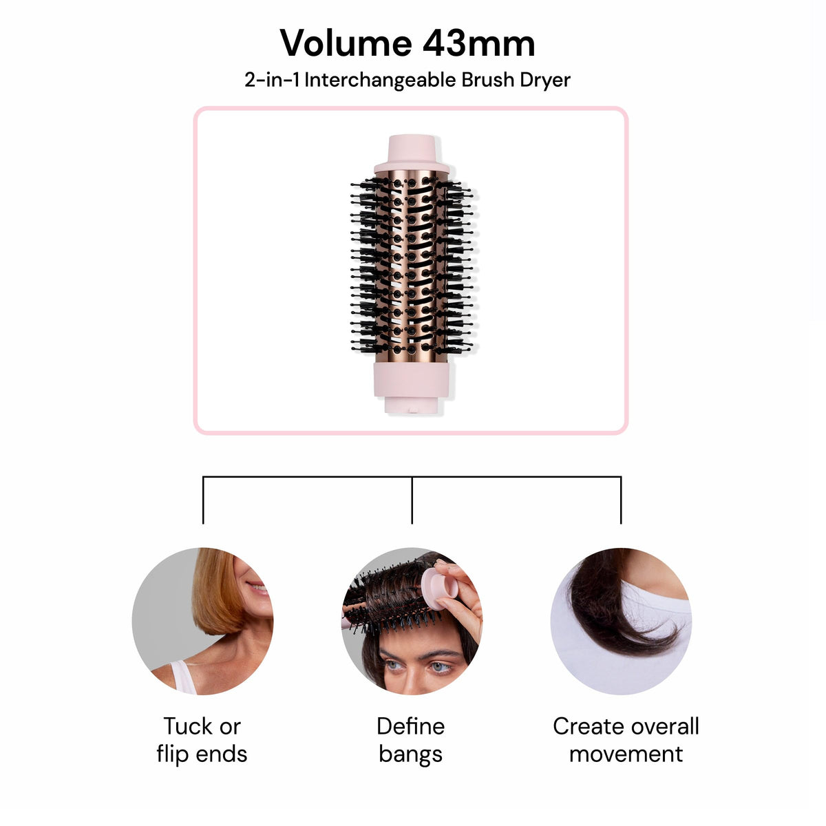 L'ANGE HAIR 65mm teardrop barrel attachment for shaping and lift with a light feel.