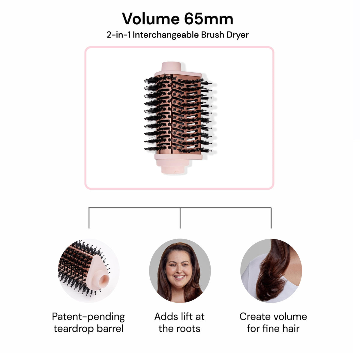 L'ANGE HAIR Multi-Volume Dryer Brush 43mm round for precise polishing and grip.
