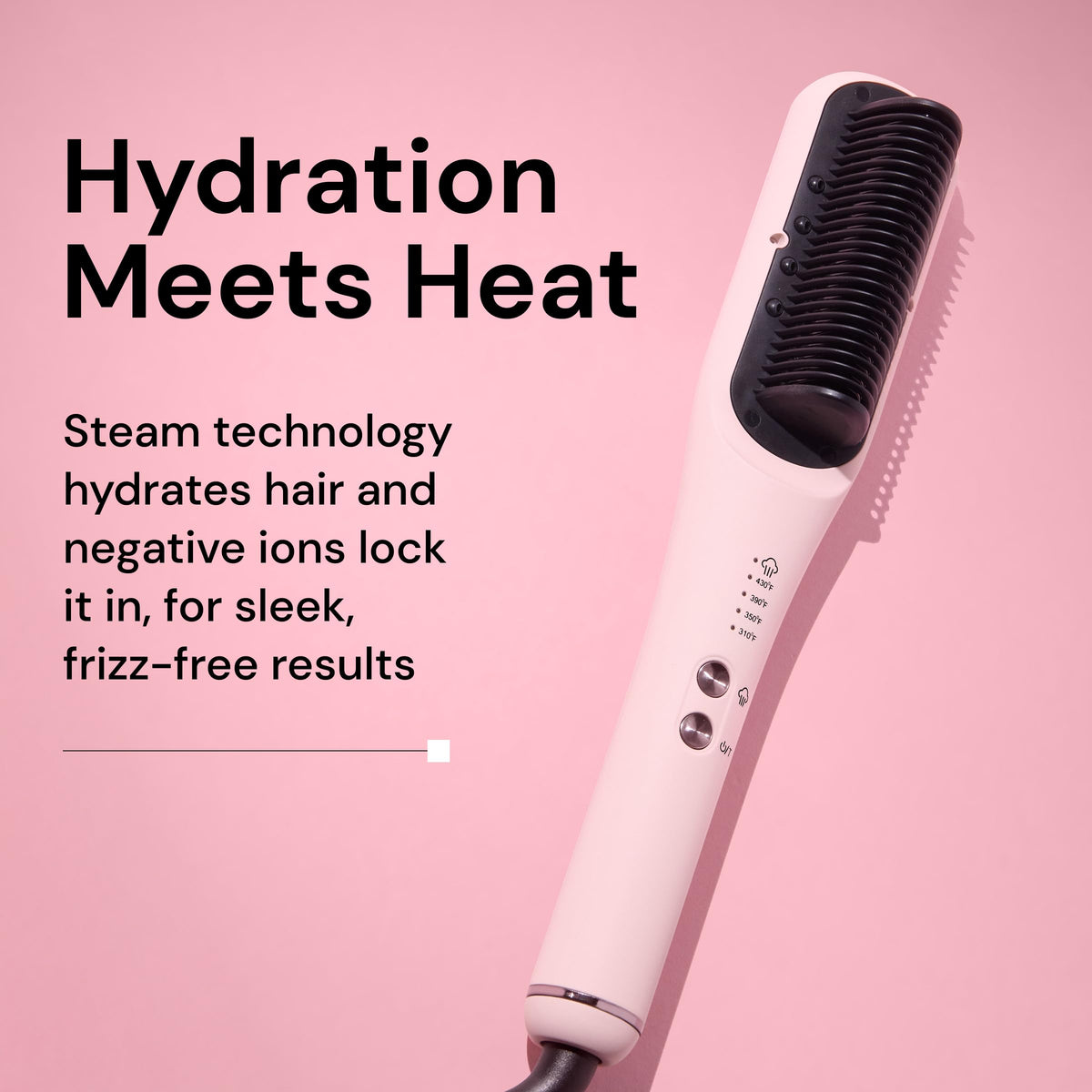 Close-up of SteamSmooth steam brush with coconut-infused bristles