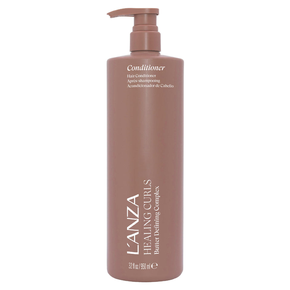 L’ANZA Healing Curls Conditioner bottle side view with lightweight hydration for curls.