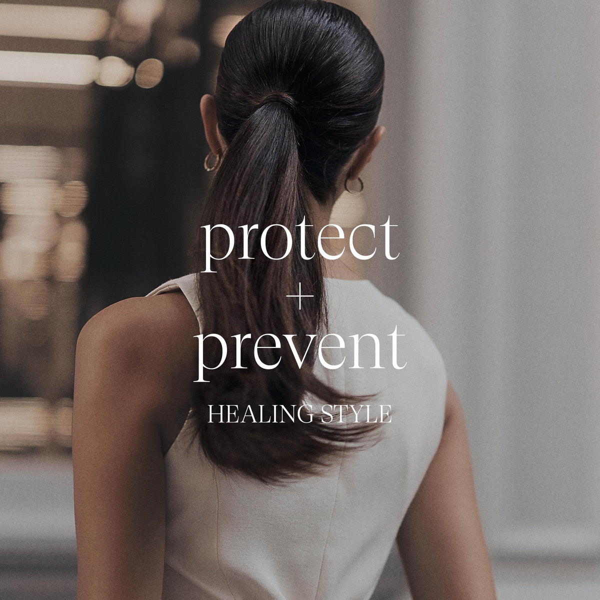 Salon-ready styling scene using the spray for blow-dry, straightening, or curling.