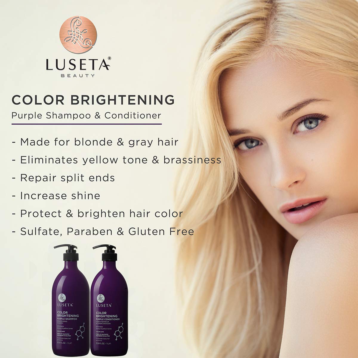 L LUSETA purple conditioner bottle nourishes color-treated hair for smoothness