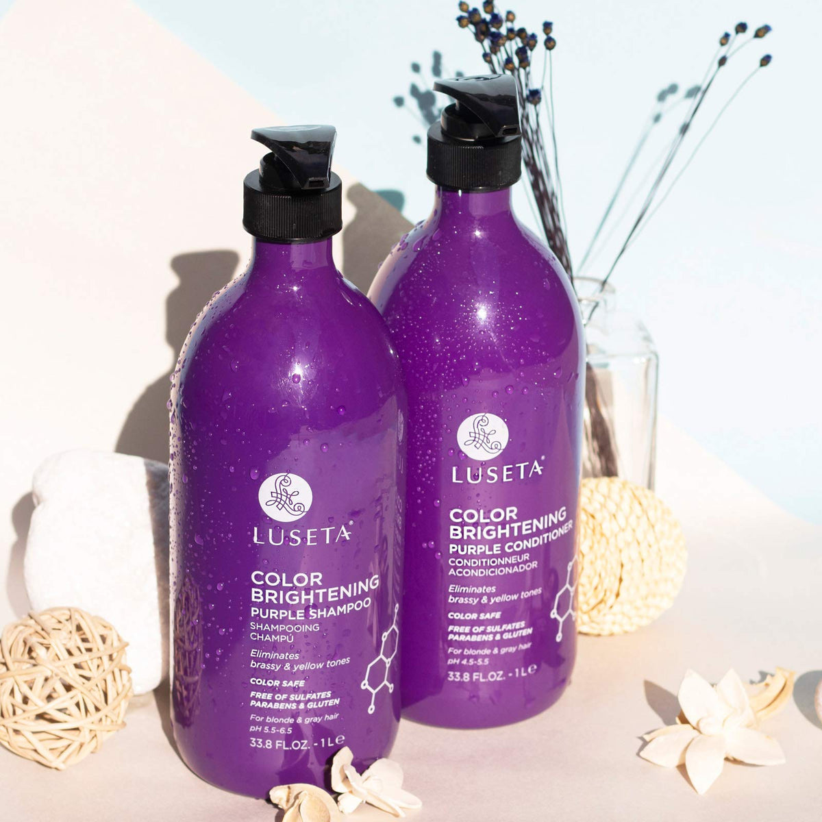 L LUSETA purple conditioner close-up highlights creamy texture