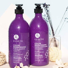 L LUSETA purple shampoo close-up showing rich foam for everyday use