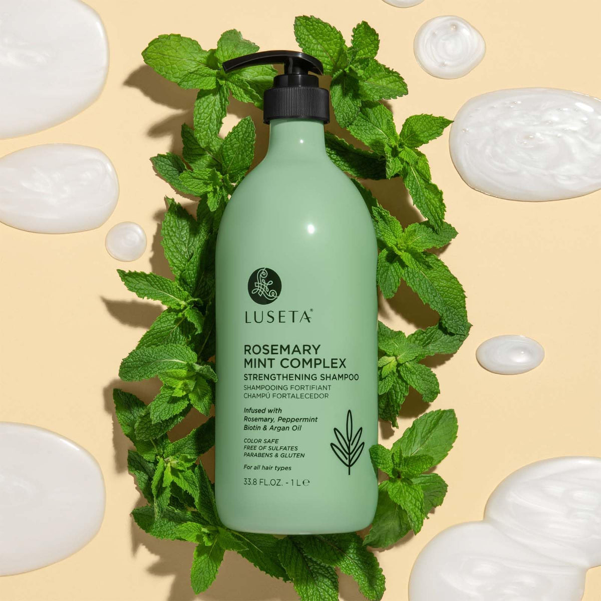 L LUSETA Rosemary Mint Shampoo foamy lather ready to detangle and ease brushing.