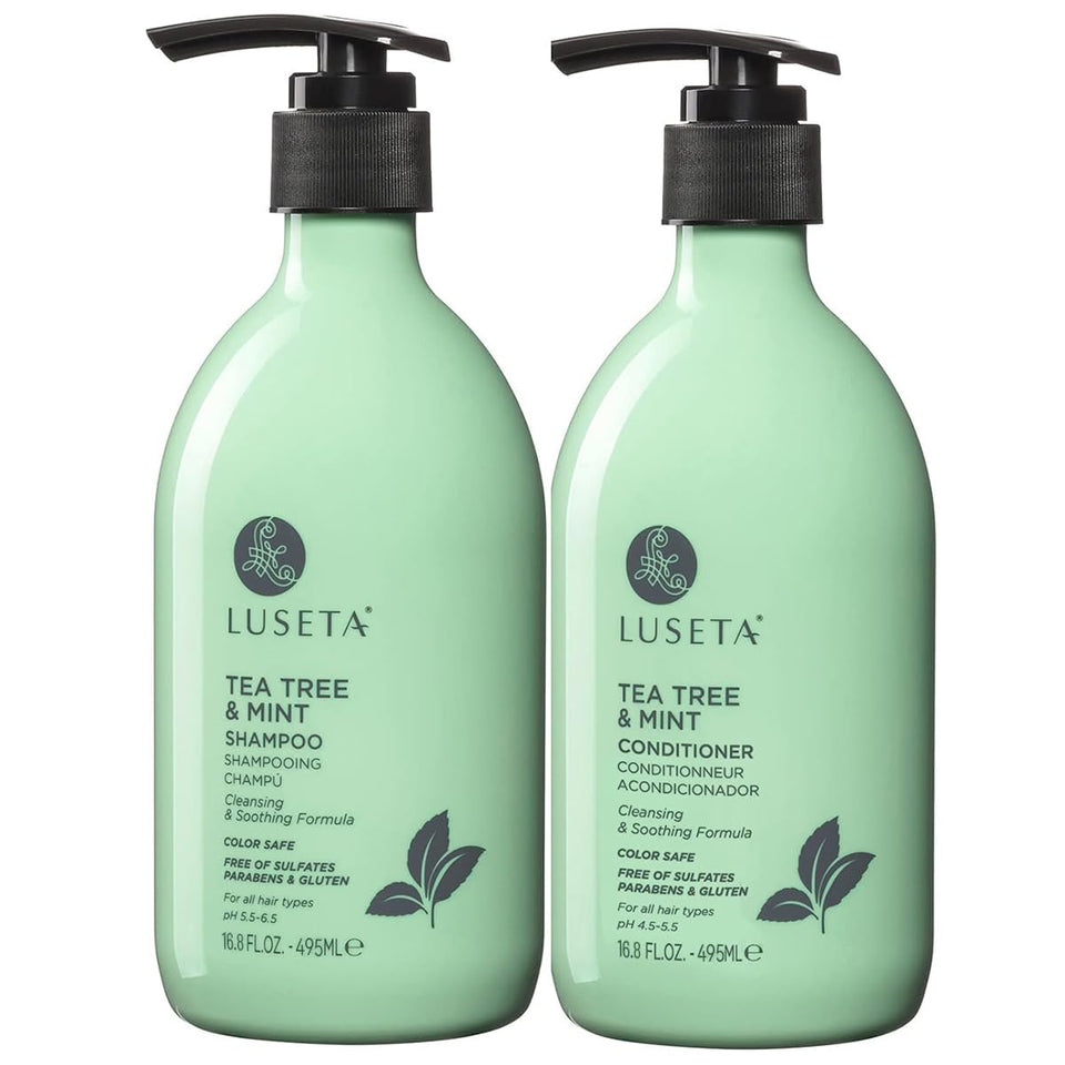 LUSETA Tea Tree Mint Shampoo bottle for refreshing cleanse and scalp soothing.