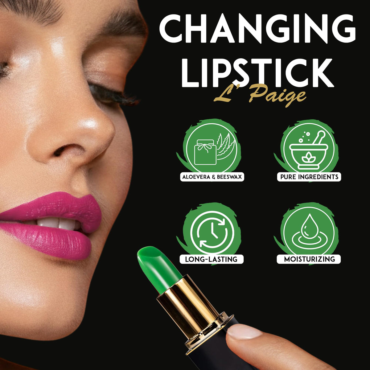 L'Paige transfer-proof lipstick on cup demonstrates kiss-proof wear.