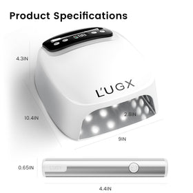 L'UGX in use on nails showing generous curing space for full-hand manicures