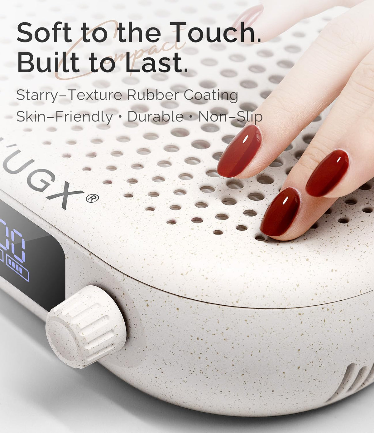 L'UGX Stardust beige finish photo conveys premium aesthetics for stylish salons.