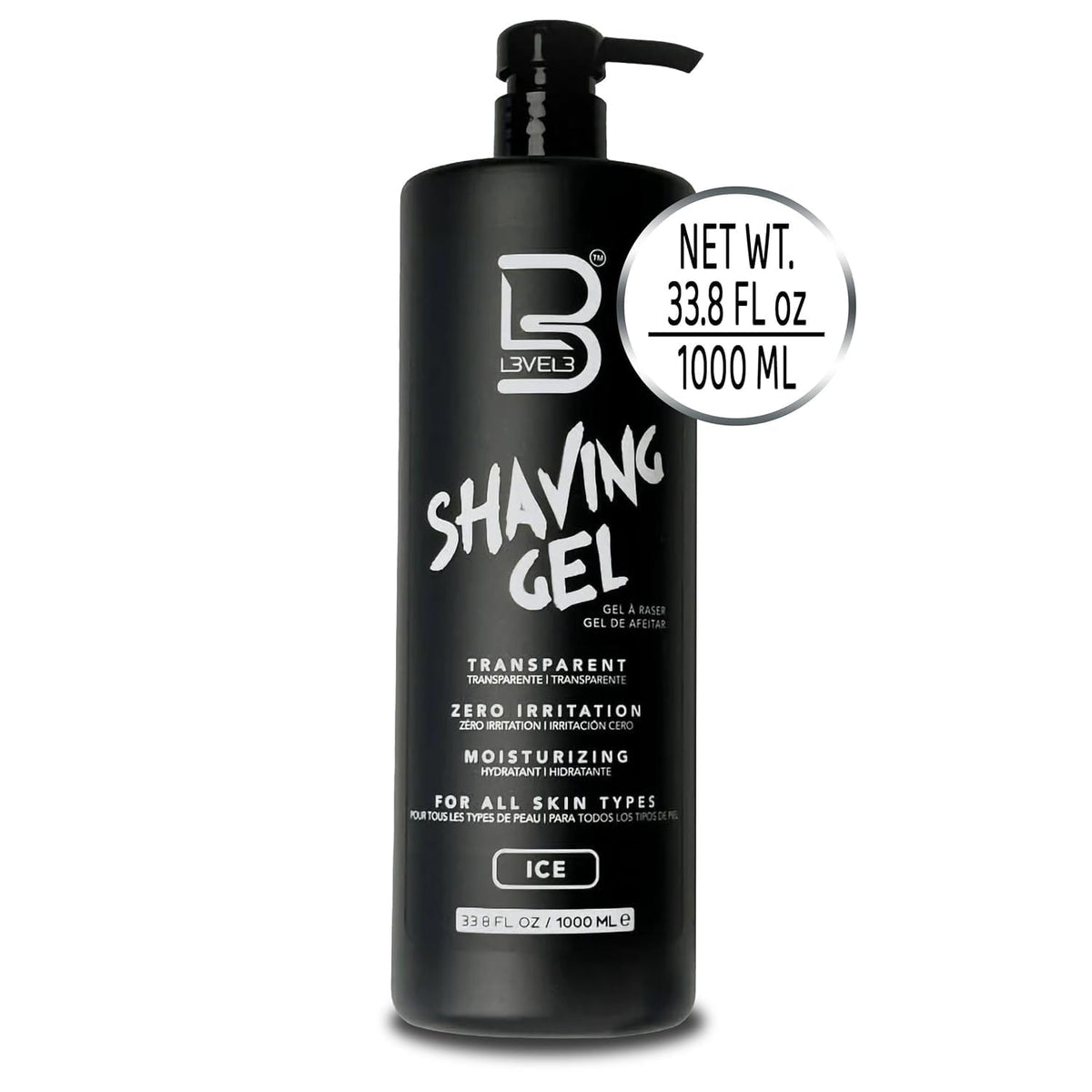 L3 Level 3 Shaving Gel Ice Large bottle supports quick morning routines.