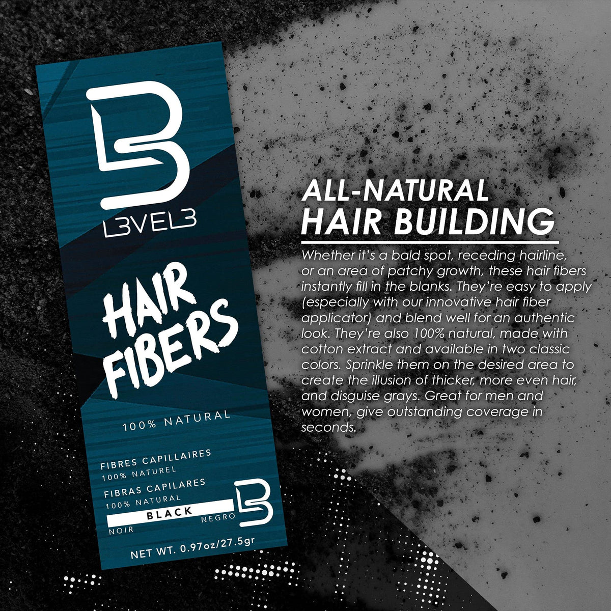 L3 Hair Fibers provide temporary grey coverage with a seamless blend.