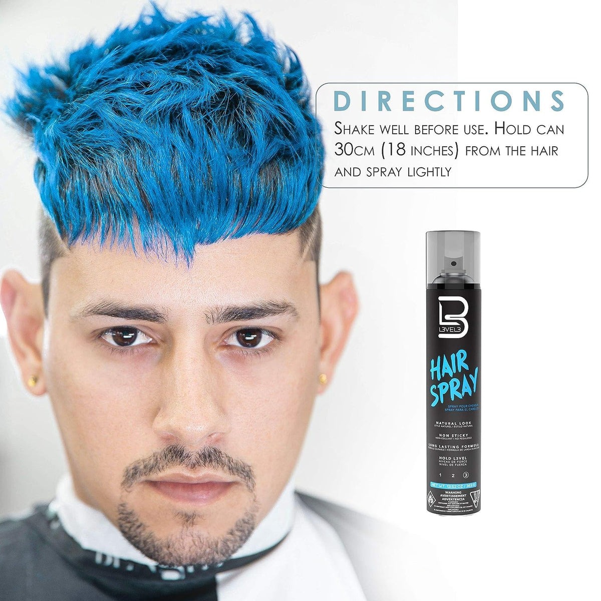 L3 Level 3 Hair Spray application demonstrates lift and texture without heaviness.