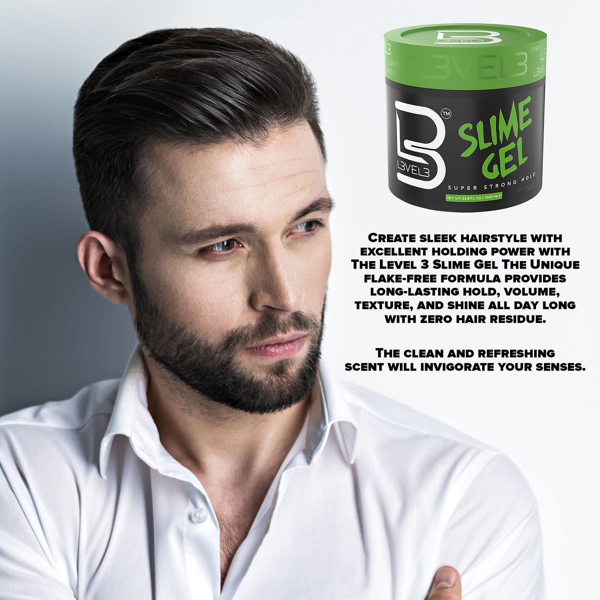 L3 Level 3 Slime Gel shine highlight for sleek, healthy-looking finish.
