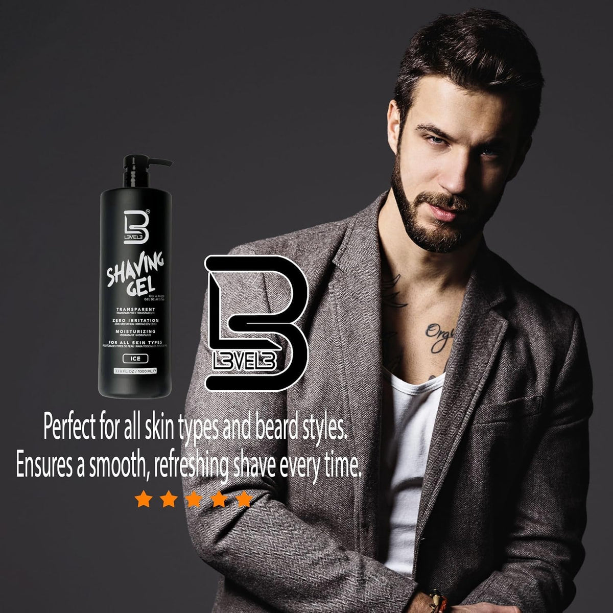 L3 Level 3 Shaving Gel: moisturizes skin for a smooth feel.