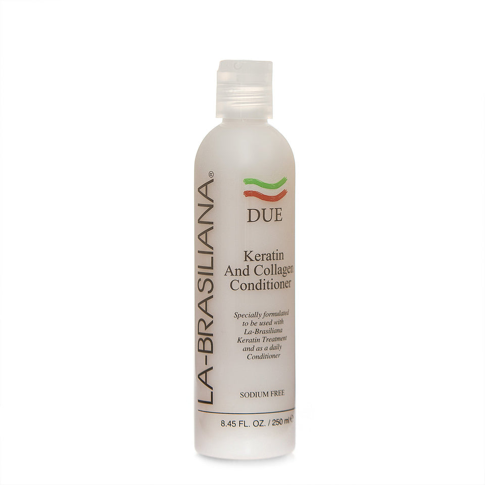 La-Brasiliana Due Keratin and Collagen Conditioner bottle front showing premium formulation for treated hair