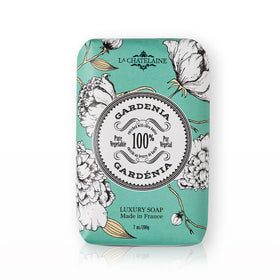 La Chatelaine Gardenia soap bar lather close-up for silky cleansing