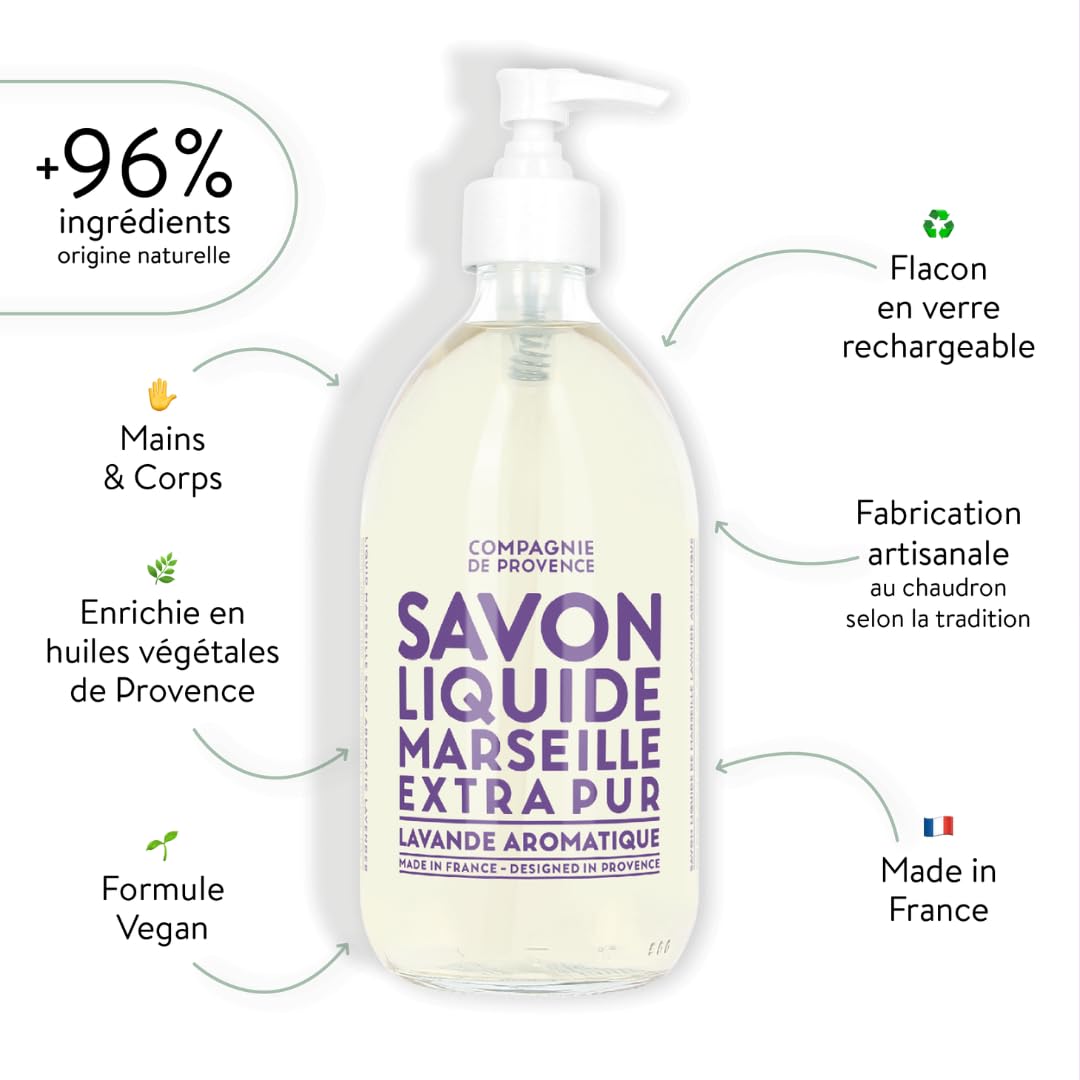 La Compagnie de Provence lavender pump bottle close-up highlighting fragrance