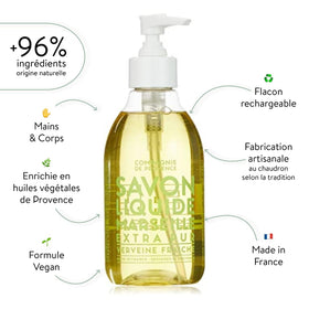 La Compagnie de Provence Verbena hand-lather showing vibrant citrus-herbal aroma.