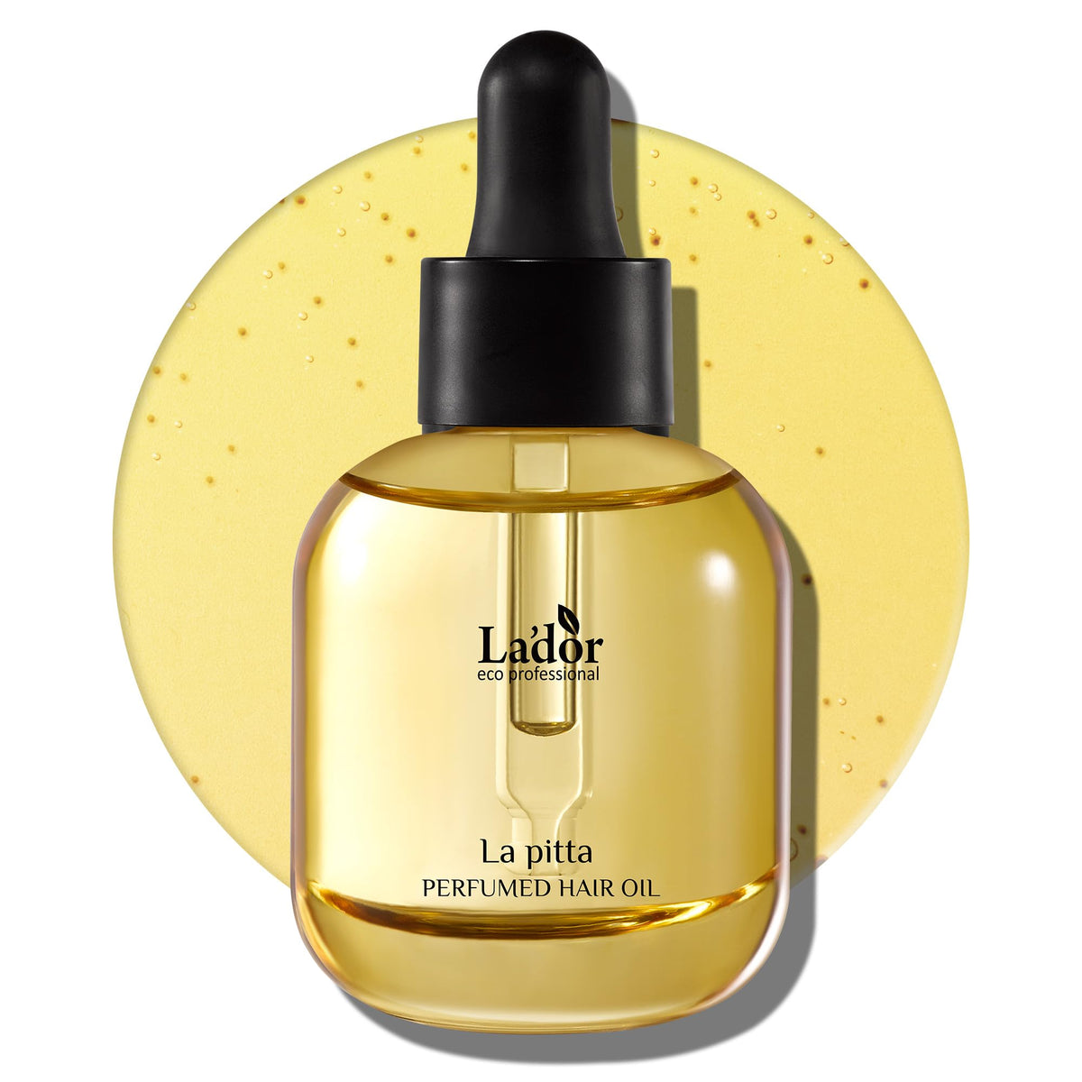 LA'DOR Hair Perfume Oil bottle pour for glossy shine and subtle fragrance.