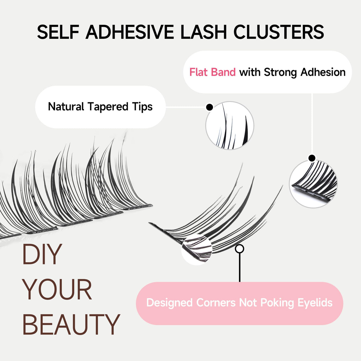 La Maesii 10-14mm lash clusters ready to apply without glue.