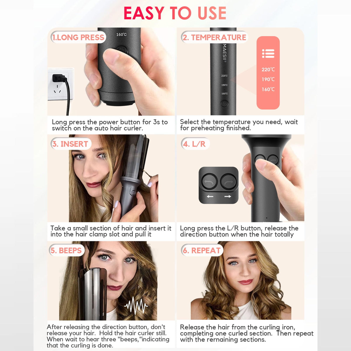 La Maesii anti-scald guard protects hands during styling.