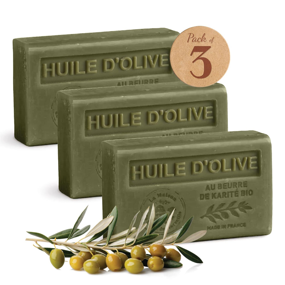 La Maison du Savon olive oil soap trio - gentle cleansing and lasting moisture.