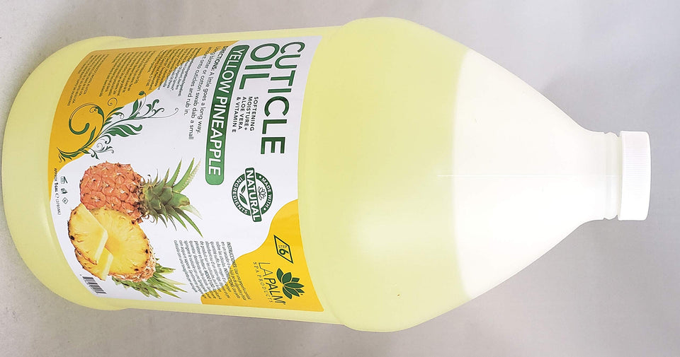 La Palm cuticle oil bottle in pineapple yellow, hydrates cuticles for smoother nails.