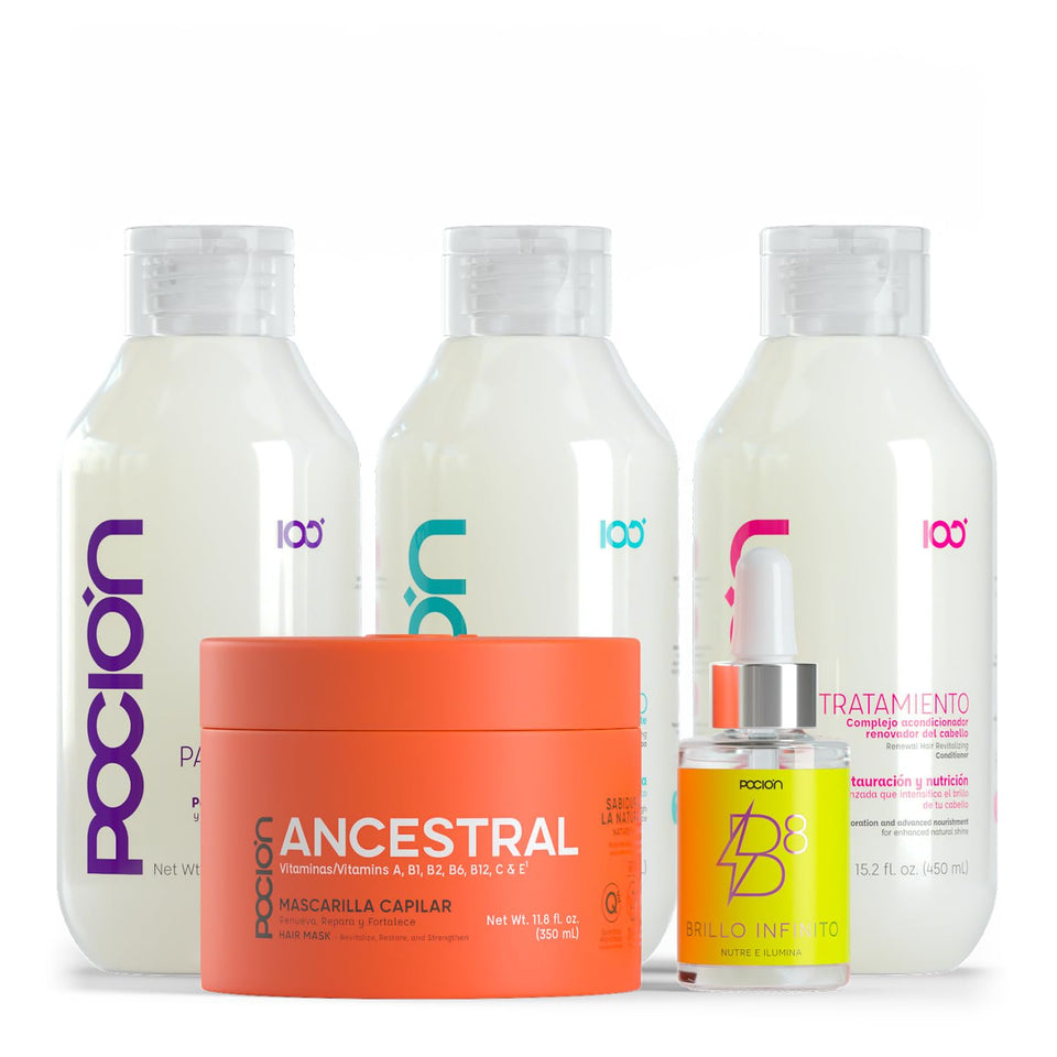 La Pocion shampoo bottle showing deep cleansing with moisture retention benefits